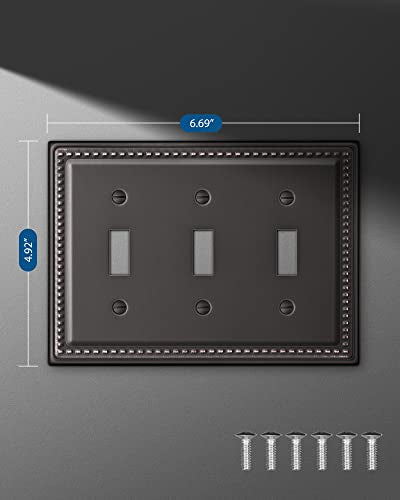 DEWENWILS Aged Bronze Light Switch Cover, Tripple Toggle Switch Wall Plates - color: Aged Bronze, size: 3 Toggle 2PK