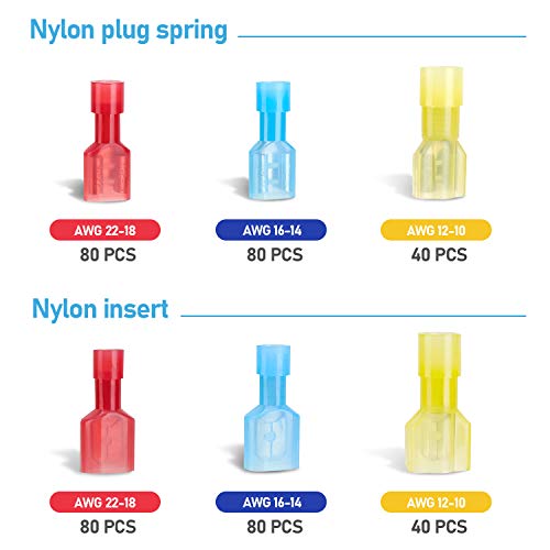 TICONN 400 Pcs Nylon Spade Connector Kit, Insulated Crimp Wire Connectors - style: Combo 400Pcs