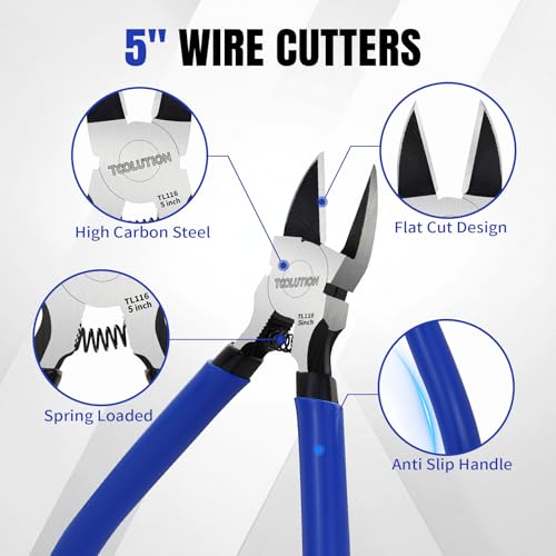 2-Piece Small 5 Inch Flush Cutters & Wire Cutters Set Pliers - size: Flush Cutters & Wire Cutters