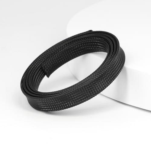 25ft PET Expandable Braided Cable Sleeve 1 inch(25mm) Pet Braided Cable Sleeve for Audio Video Device Wire Automotive Wire (Black) - color: Black, size: 25mm"(1 inch)