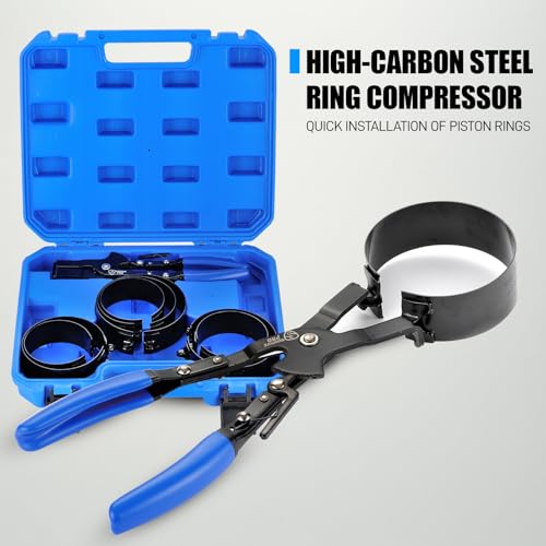 SMOTIVEPRO 8PCS Piston Ring Compressor Set with Self-Locking Ratchet Pliers