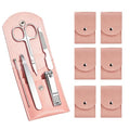 6 Sets Pack Travel Manicure Set Professional Nail Clipper Kit-5 Pieces Stainless Steel Manicure Kit, Women Men Grooming kit With Nail Care Tools Beauty Scissors Tweezers (Silver Pink) - color: Pink-6 sets value pack