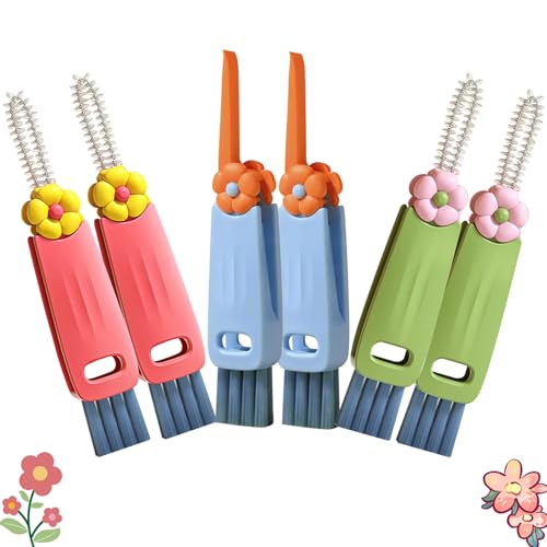 3 in 1 Cup Lid Cleaning Brush, 6 PCS Portable Water Bottle Brush, Multifunctional Bottle Cleaner Brush Set for Tight Spaces, Bottle Gaps, Tumblers, Travel Mug Caps - color: Red, Green, Blue(6pcs)