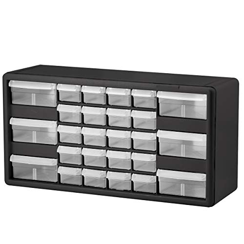Akro-Mils 26-Drawer Plastic Storage Cabinet, 20"W x 6"D x 10"H, Black - size: 26-Drawer