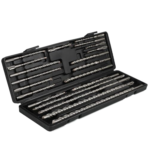 Rotary Hammer Drill Bits Set SDS Plus Bits 20PCS Concrete Masonry Hole Tool with Storage Case for Concrete, Stone, Brick - size: Assorted Sizes, style: Kit (20 Pieces)
