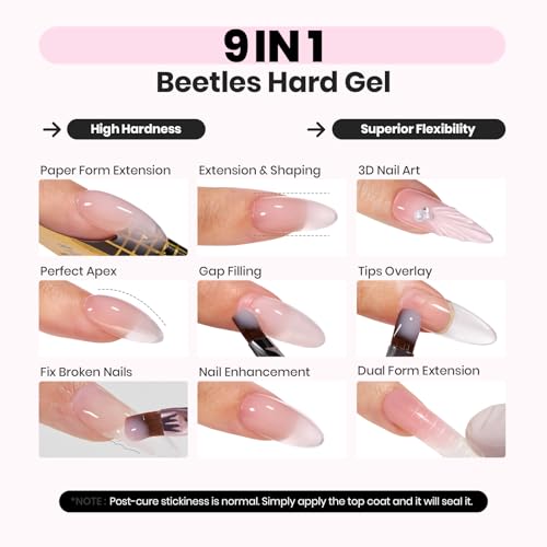 Beetles Hard Gel for Nails HEMA-Free, 1 oz 9 in 1 Pink Builder Nail Gel - color: Pink HEMA-Free 1 oz