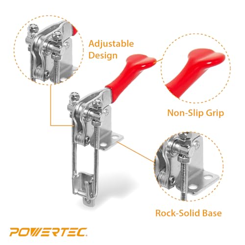 POWERTEC Toggle Clamp, 1000 lbs Holding Capacity, 334 Adjustable 90 Degree Vertical U Bolt Latch w/ Antislip Hand Grip for Woodworking Jigs & Fixtures, Smoker, Tire Carrier, Tool Box, Cabinet (20309) - style: 334, 1PK