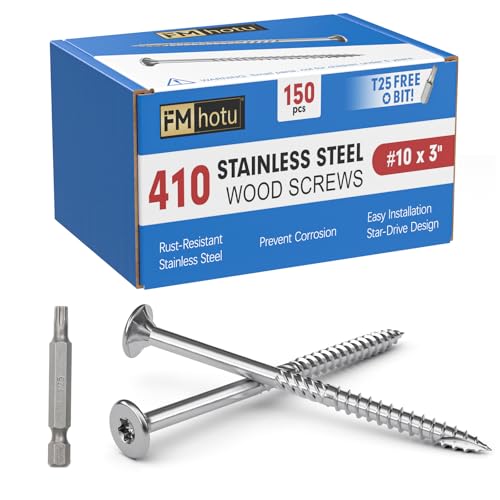 #10 x 3 Stainless Steel Deck Screws, 150Pcs 410 Grade Stainless Steel - size: #10 × 3"