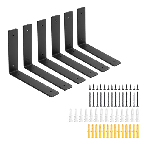 8 Inch Heavy Duty Floating Shelf L Brackets, 160 lbs, 6 Pack - size: 8x6" (6pcs)
