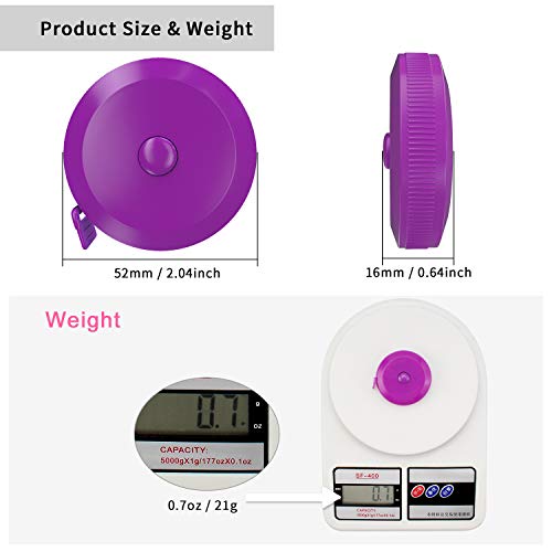 DiCUNO 3-Pack Soft Retractable Measuring Tape, 60-Inch 1.5 Meter, Purple - color: Purple*3pcs