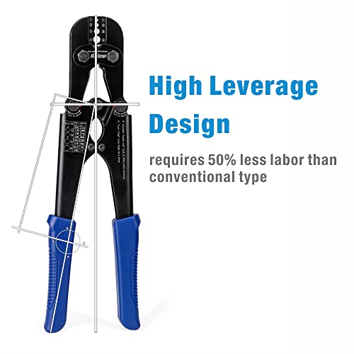 iCrimp Swaging Tool, Wire Rope Crimping Tools for Aluminum Copper Duplex Hourglass Sleeves, Stop Buttons and Ferrules with Built-in Cable Cutter Works from 3/64-inch to 1/8-inch