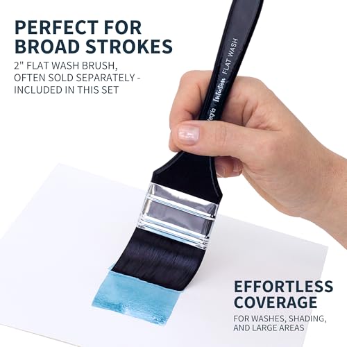 ARTEGRIA Watercolor Brush Set, 9 Soft Synthetic Squirrel Brushes - color: Black - 9pcs