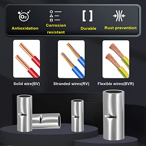 smseace 16pcs 4 AWG Non Insulated Butt Connectors Kit with Heat shrinkable Tube for Wiring 4 Gauge Pure Copper Butt Splice Connectors for Automotive, Marine and Industrial Applications - size: 4AWG