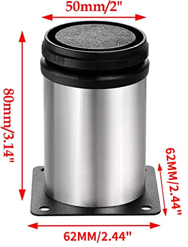 4 Pack Furniture Leg Set, 2" Dia 3" H Adjustable - size: 3 Inch