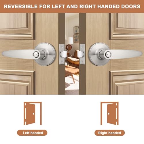 Probrico (10 Pack)Privacy Door Lever Door Handle for Bedroom or Bathroom Keyless Leverset, Locked in Side Home/Office Door Lockset,Modern&Durable in Satin Nickel Door Hardware - size: 10 Pack