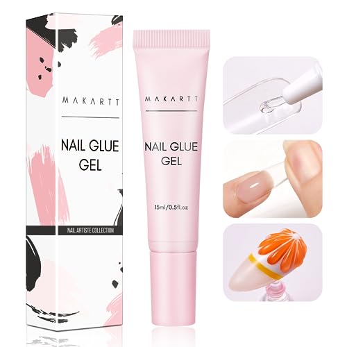 Makartt Gel Nail Glue: Solid Nail Glue for Press On Nails, 15ML 3D Gel UV Lamp Needed, Multifunctional Nails Tools Strong Adhesive Rhinestone Glues Gels for Charms & Gems, Ideal for DIY Home Salon Use - color: Clear Gel Nail Glue