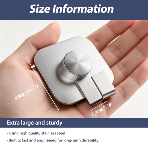 Aikzik 4 Pack Large Heavy Duty Wall Hooks - 26lb Max, Stainless Steel Adhesive Towel Hooks for Hanging Coat, Towel, Robe, Keys, Sticky Shower Hook for Door, Home, Bathroom, Kitchen, Office- Silver - color: Silver