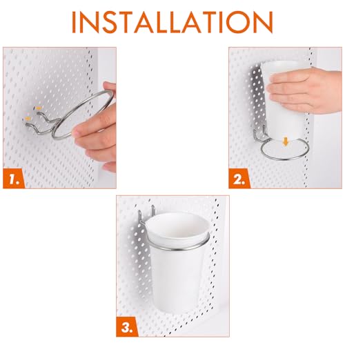 Pegboard Cups With Loops, 9 Pack White Peg Board Pencil Holder Organizer - color: White