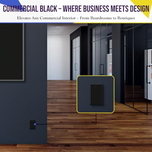 ENERLITES Blank Metal Wall Plate, 1-Gang, 10 PACK, Black Matte - color: Black Matte, size: 1 Gang - Standard