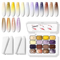 Ombre Gel Polish Palette,16Colors Pat Gel Paint Nail Art Kit Sponge Patting - color: 16 Colors D