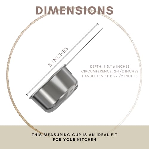 1/3 Cup Stainless Steel Measuring Cup | Sturdy Metal 80 ml | 80 cc | 3 oz | Single Cup for Wet and Dry Ingredients | Great for use as 1/3 Cup Dog Food Scoop - 1 PK - size: 1/3 Cup