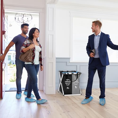 Foldable Shoe Covers Dispenser Box Storage with 10 Shoes Covers Disposable - color: Black, Gray
