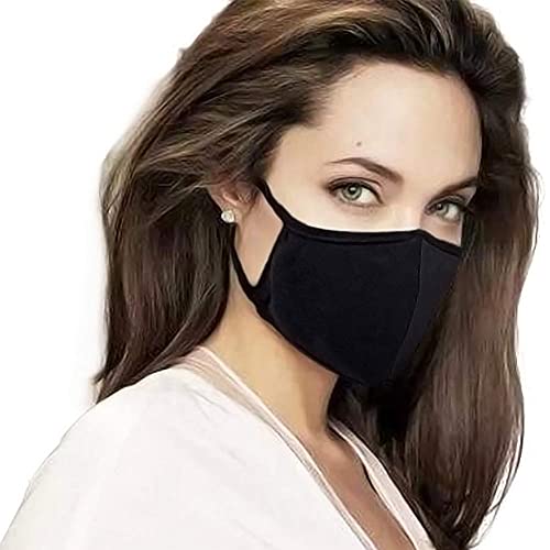 Black Dust Face Mask - All Cotton - Reusable Cloth Comfy Fabric Mask | for Adults Women Outdoor Sport Travel, Washable Breathable Half Face Cloth Mouth Masks with Earloop - color: Pack 8 Black