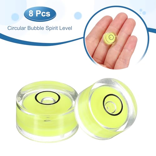 HARFINGTON 8pcs Circular Bubble Spirit Level 15x8mm Mini Round Bubble Spirit Level Little Measuring Layout Tools for TV Industrial Carpentry Picture Frame, Yellow/Black - color: Yellow/Black, size: 15x8mm