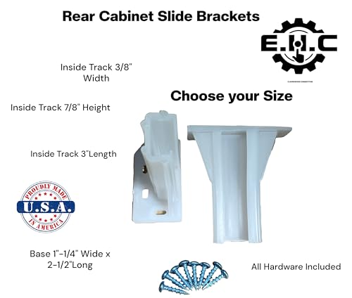 Drawer/Cabinet Slide Track/Socket/Brackets/Choose from Various Sizes/All Hardware Included by E.H.C. (3/8" Track Width x 7/8" Height x 3" Length) - size: 3/8" Track Width x 7/8" Height x 3" Length