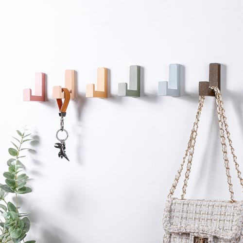 Teenyyou 6 Pcs Cute Kids Wall Hooks Adhesive for Backpack Bohemian Color - color: Bohemian Color