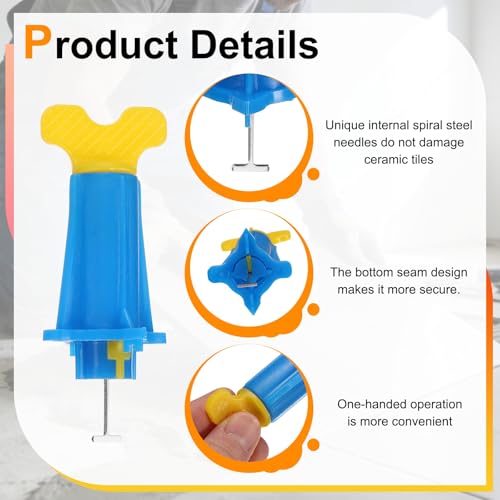 PATIKIL Tile Leveling Kit, 40 Pcs Reusable Leveler +40 Pcs Replaceable Steel T-Pin Tile Leveling System for Wall Floor, Yellow Blue