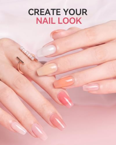 Makartt Jelly White Pink Gel Nail Polish Set 15ML : 6 Sheer Colors - color: Peachy Pink