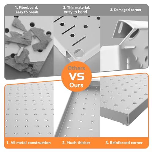 WALMANN 2 PCS 12x24 in Pegboard Panels, 24x24 in Tools Pegboards, Grey - color: Grey 12"*24", size: 24"*24"