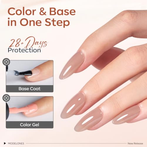 modelones Skin Tone Rubber Base Gel Polish Set 6 Color Builder Nail Gel - color: Natural Nude Base