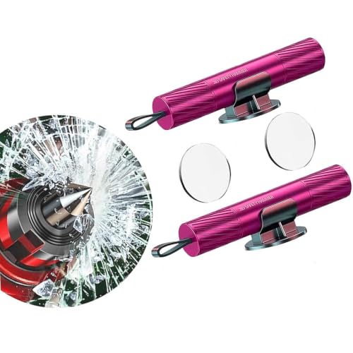 2 Pack PInk Safe Hammer,Emergency Window Breaker & Seatbelt Cutter,Car Window Breaker Tool,Glass Breaker and Seatbelt Cutter for Cars - color: Pink+pink