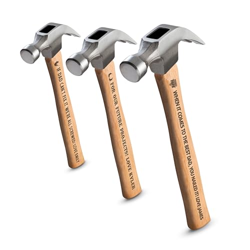 Personalized Hammer Gift for Dad - Custom Laser Engraved 13 Inch Wooden Handle Claw Hammer - Father's Day, Birthday, Christmas Gifts for Dad, Husband, Grandpa, Stepdad - You Nailed It