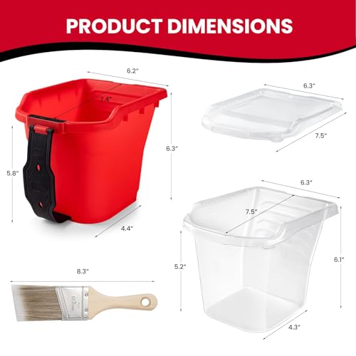 Mister Rui Paint Bucket Kit with Magnetic Holder 27 Pieces Paint Pail Set