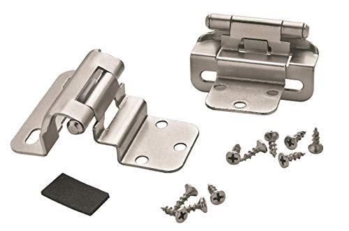 Amerock 1 Pair 3/8" Inset Satin Nickel Self-Closing Wrap Hinge - color: Satin Nickel, size: 3/8 Inch (10 mm) Inset