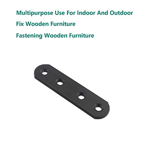 4 Pack Flat Mending Plate for Wood, ULIFESTAR Black Iron Flat Straight Brace Brackets Metal Repair Fixing Wood Brace Joining Plates Connector for Repairing Wooden Furniture with Mounting Screws - size: 3.15 x 0.79 x 0.12 inches