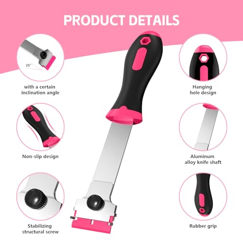 3 Pack Razor Blade Scraper Set, Includes 30 Plastic & 30 Metal Blades(Pink) - color: Pink