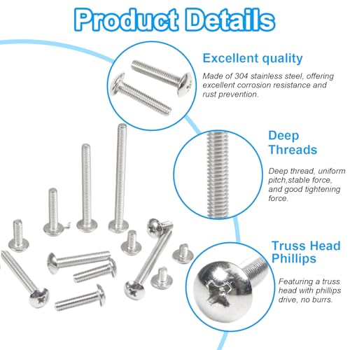 40Pcs M4 x 45mm Truss Head Machine Screws for Cabinet Pull - size: M4 x 45mm