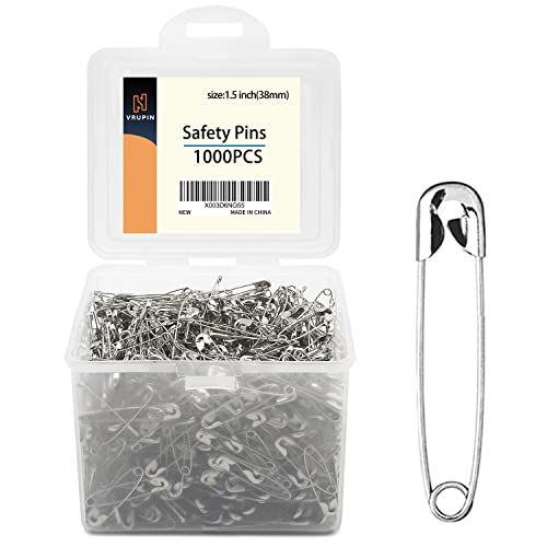 1000 Pack 1.5Inch/38mm Safety Pins - Small Safety Pins with a Convenient Box for Clothes & Home Office - color: 38mm-1000pcs