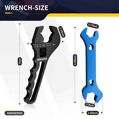 Adjustable AN Fittings Wrench AN Wrench for AN Hose Fitting Adapters AN Fitting Tool 3AN-16AN Lightweight Aluminum Black. With a Double Hose End Fitting Wrench 6AN Socket-AN8 B-nut Blue - color: Black & Blue