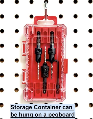 FTG USA 3-Pk #4 (7/64") Countersink Drill Bit Set, 1 Stop, 1 Wrench & Case - size: #4, style: 3 Pc with Depth Stop and Case