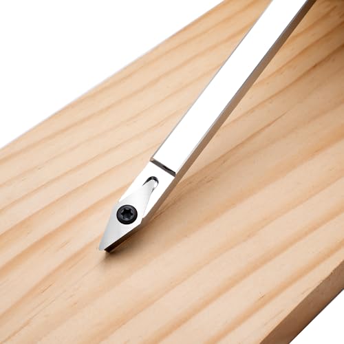 12-1/2 inch Wood Lathe Turning Tools Set 3 pcs, 12.5" Finisher Carbide Tipped Lathe Chisel Tool Bar, with Wooden Handles and Square Round Diamond Carbide Inserts