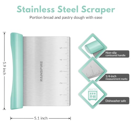 Multi-Purpose Stainless Steel Bench Scraper Dough Blender & Pastry Cutter - color: Mint Green