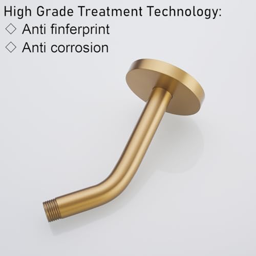 RANDOM Shower Arm with Flange,Gold 6 Inches Wall Mount Angle Shower Head Extension Arm For Fixed Shower Head Stainless Steel,Champagne Bronze.RD91018-6CB - color: 6″ Champagne Bronze(Round Flange)