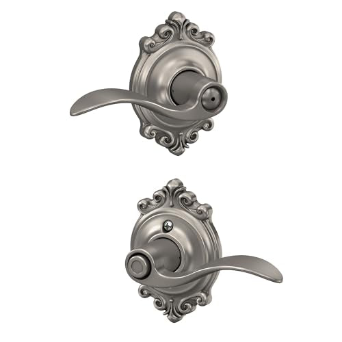 SCHLAGE Accent Lever with Brookshire Trim Bed and Bath Lock in Satin Nickel - color: Satin Nickel, size: Brookshire
