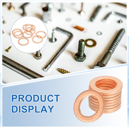 MECCANIXITY 9Pcs Flat Washer, M18 Copper Washers Copper Sealing Ring Crush Washer Kit Assortment, 18mm ID, 24mm OD, 1.5mm Thick for Bolts Screws Machinery Repair - size: 18mmx24mmx1.5mm