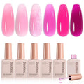 Beetles Rose Whispers Jelly Pink Gel Nail Polish Set, 6 Colors Gel Polish - color: B - Sheer | Rose Whispers